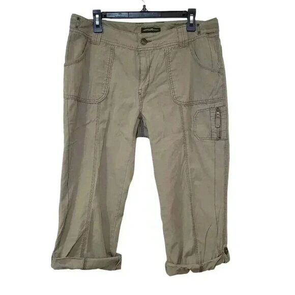 Eddie Bauer Women's Khaki Cotton Blakely Fit Capri Pants - Picture 1 of 11